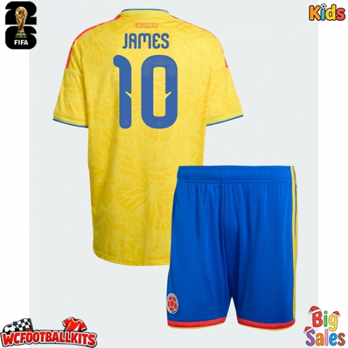 Colombia James Rodriguez #10 Replica Home Stadium Kit for Kids World Cup 2026 Short Sleeve (+ pants)